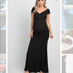 PinkBlush Black Off Shoulder Wrap Maternity Dress
